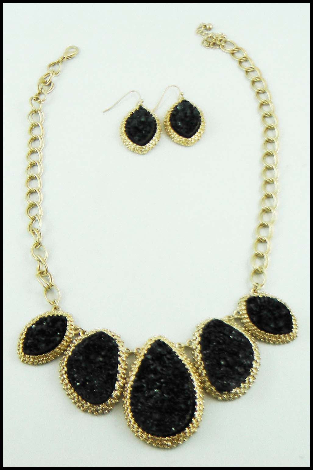 Jagged Stone Necklace and Earring Set