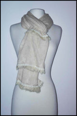 Solid-colored Knit Scarf with Faux Fur Trim