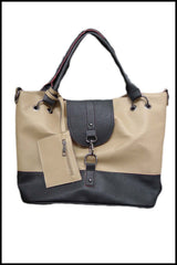 Large Colourblock Tote with Front Clip Closure
