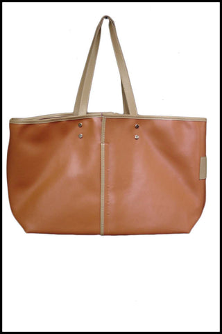 Oversize Shoulder Bag with Tan Trim