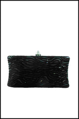 Velvet Evening Bag with Jeweled Rhinestone Clasp