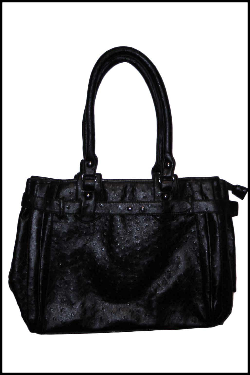 Ostrich Print Handbag with Belt Detailing