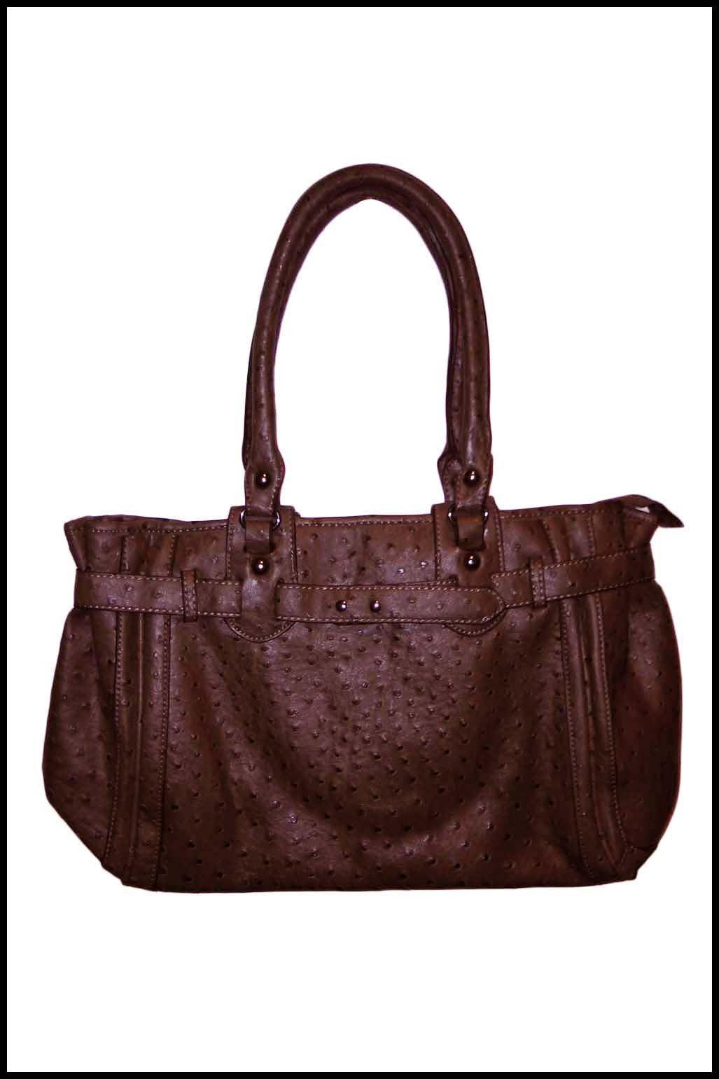 Ostrich Print Handbag with Belt Detailing