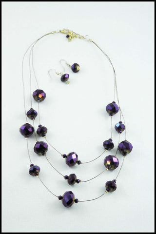Floating Iridescent Bead Necklace and Earring Set