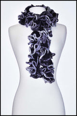 Loosely Crocheted Ruffle Scarf in Variegated Colour