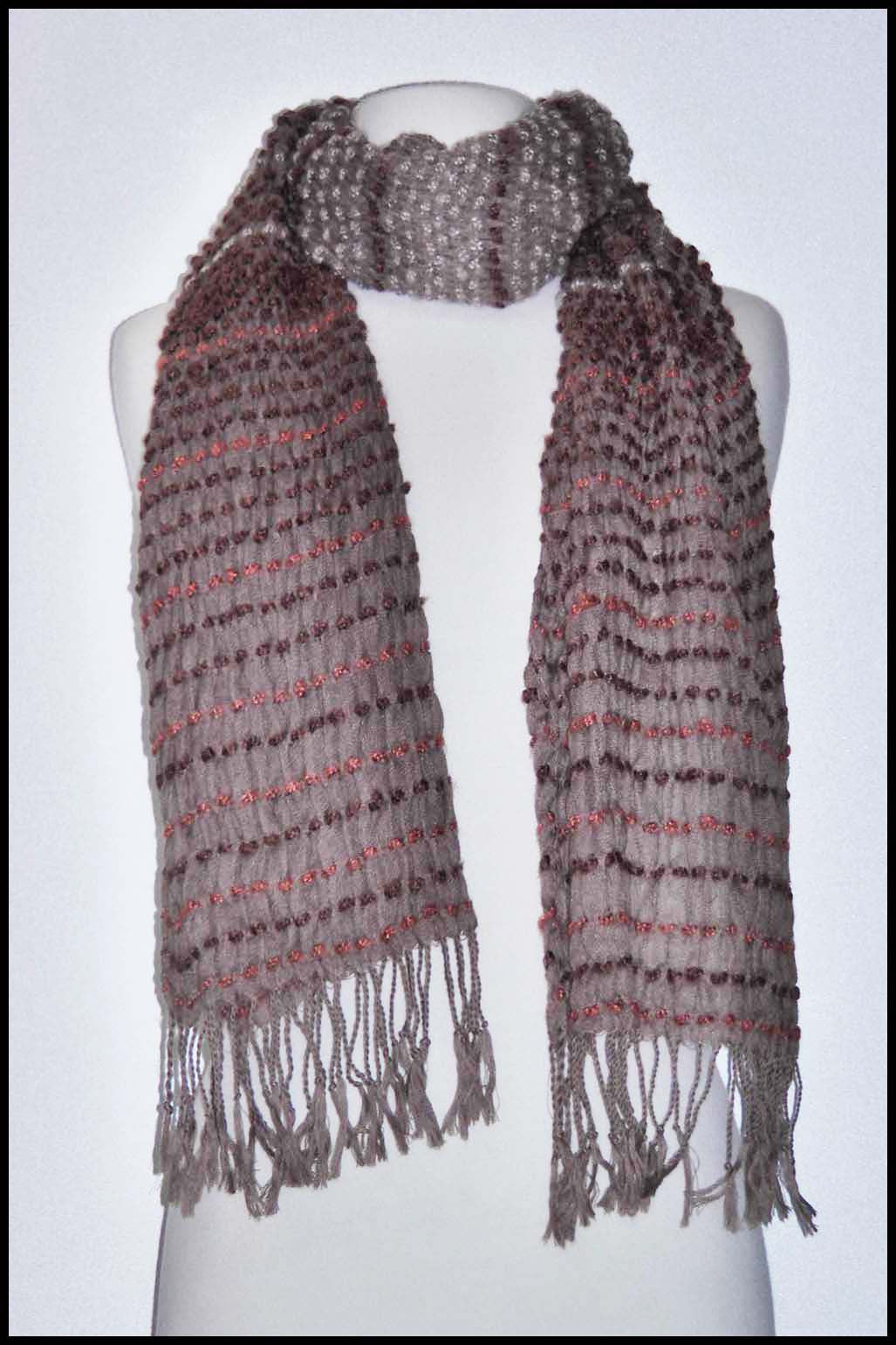 Warm Scarf with Contrasting Horizontal Thread Detailing