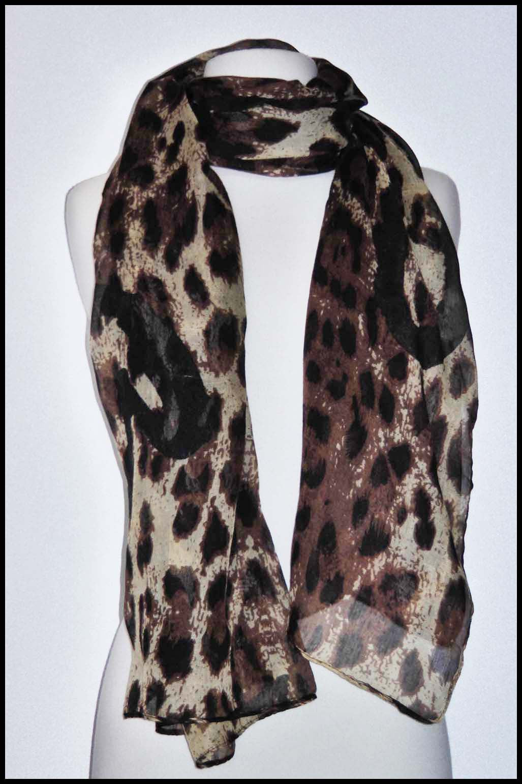 Soft Leopard Print Scarf with Heart Design