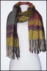 Ultra-soft Warm Muted Plaid Scarf with Fringe