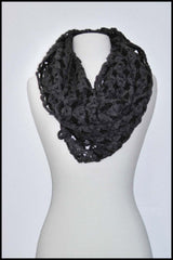 Loose Knit Floral Patterned Infinity Scarf