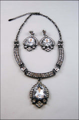 Teardrop Crystal Pendant Necklace Set
