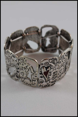 Inspirational Stretch Metal Cutout Bracelet