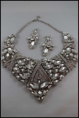 Marquis X-Factor Statement Crystal Necklace Set