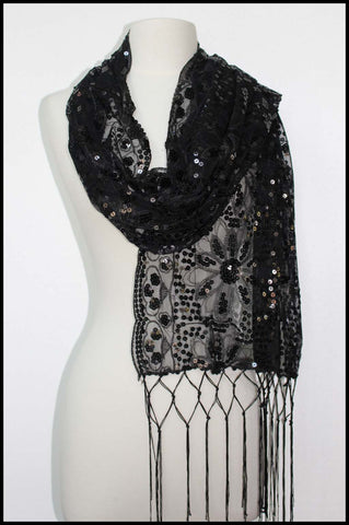 Flower Sequin Party Shawl