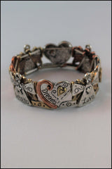 Metal Stretch Inspirational Angel & Heart Bracelet