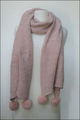 Pleated Chenille PomPom Scarf