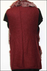 Solid Colour Vest w/Faux Fur Trim