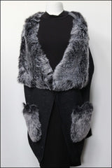 Solid Colour Vest w/Faux Fur Trim