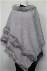 Soft Knit Poncho w/Faux Fur Trim