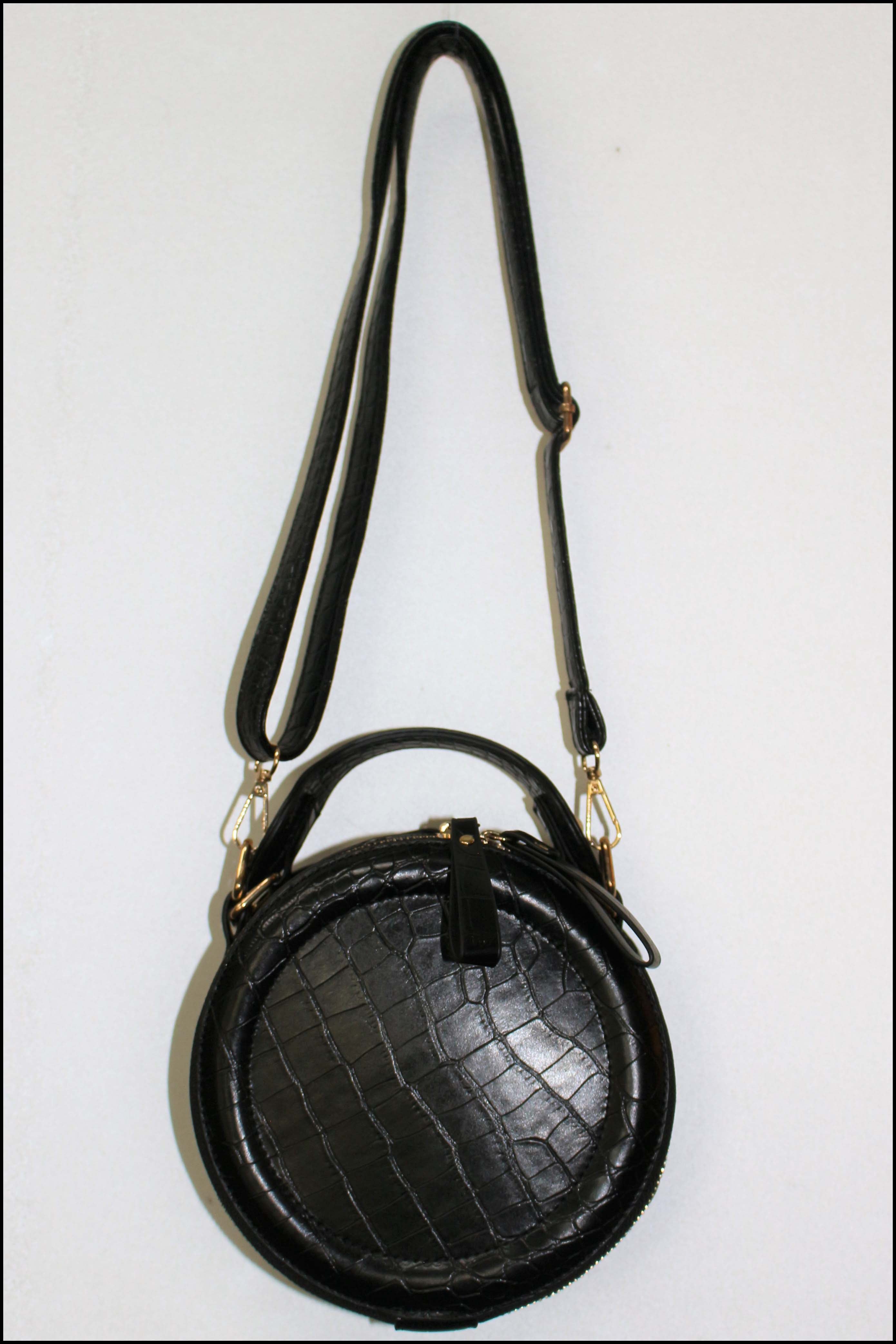 Faux Leather Round Handbag