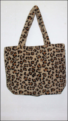 Leopard Pattern Faux Fur Oversize Tote Bag