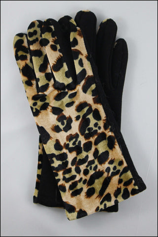 Leopard Pattern Velour Gloves