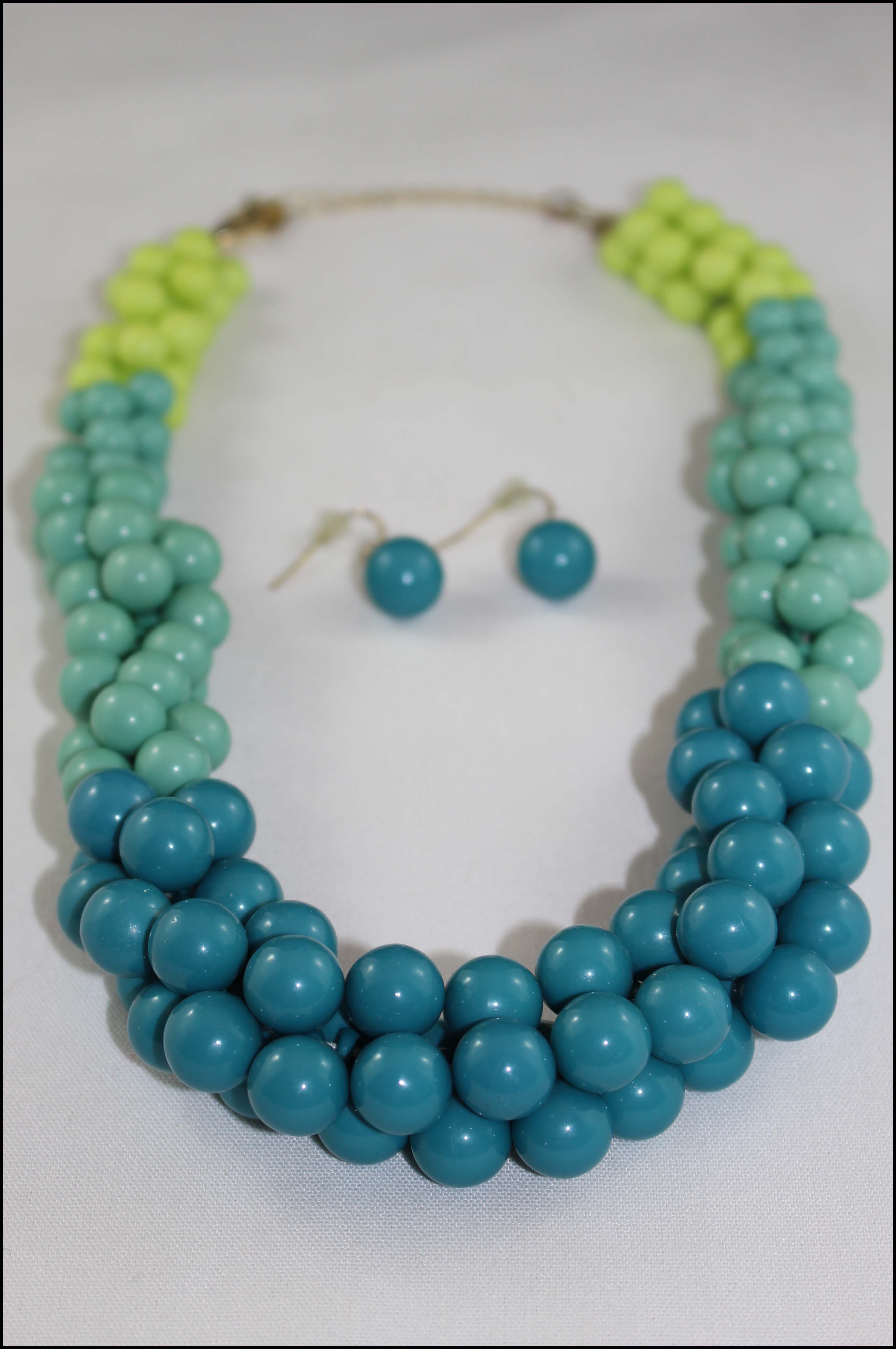 Cluster Bead Necklace and Earrings Set